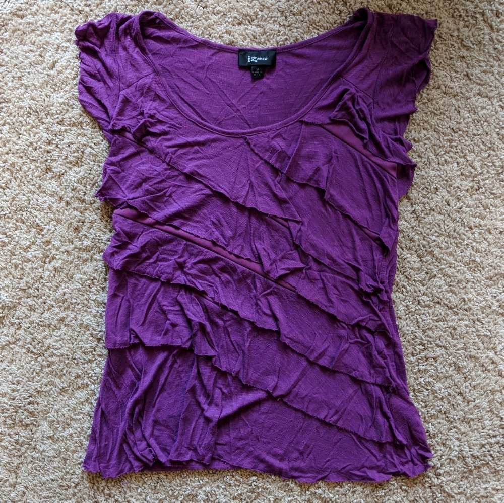 Iz Byer Ruffled Sleeveless Blouse